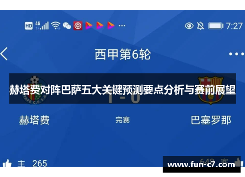 赫塔费对阵巴萨五大关键预测要点分析与赛前展望