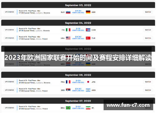 2023年欧洲国家联赛开始时间及赛程安排详细解读