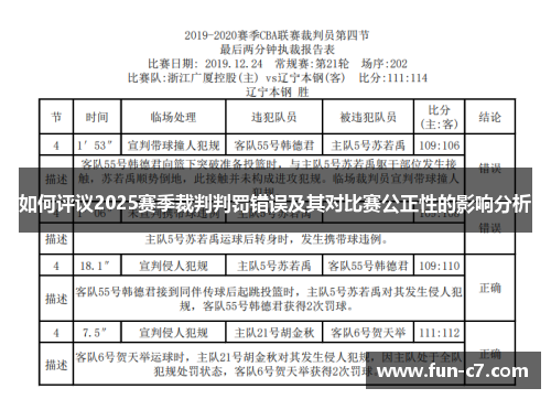 如何评议2025赛季裁判判罚错误及其对比赛公正性的影响分析